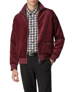 Baird Cord/Faux Suede Track Jacket - Burgundy Loungewear