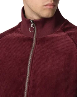 Baird Cord/Faux Suede Track Jacket - Burgundy Loungewear
