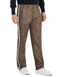 Baird Joggers & Track Pants Dog Tooth Print Side Stripe Track Pant - Camel