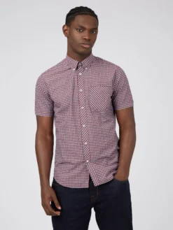 Baird Signature Short Sleeve Gingham Shirt - Claret