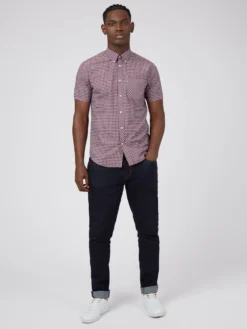 Baird Signature Short Sleeve Gingham Shirt - Claret 13 Baird Signature Short Sleeve Gingham Shirt - Claret