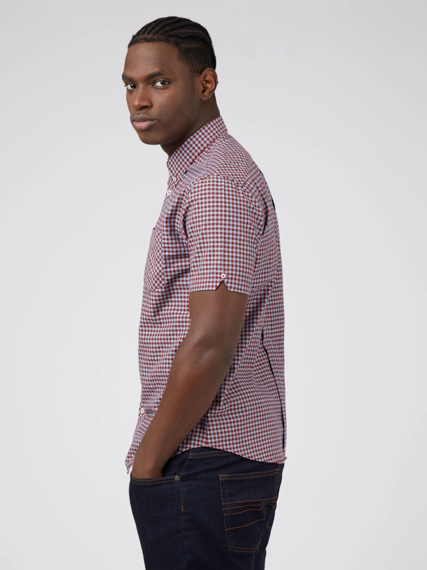 Baird Signature Short Sleeve Gingham Shirt - Claret 4 Baird Signature Short Sleeve Gingham Shirt - Claret