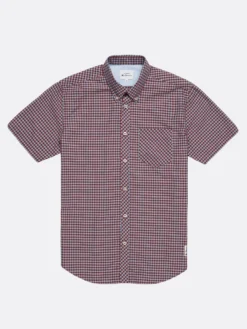 Baird Signature Short Sleeve Gingham Shirt - Claret 15 Baird Signature Short Sleeve Gingham Shirt - Claret