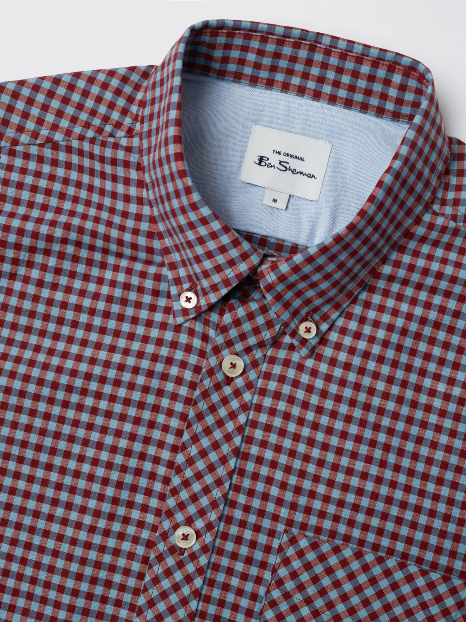 Baird Signature Short Sleeve Gingham Shirt - Claret 6 Baird Signature Short Sleeve Gingham Shirt - Claret