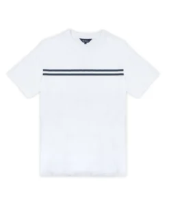 Baird Printed Chest Stripe Tee - White Loungewear