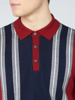 Baird Iconic Mod Knit Polos Iconic Vertical Textured Stripe Mod Polo - Red