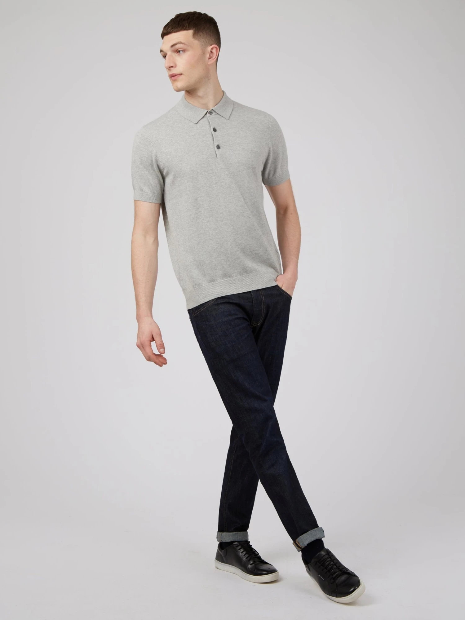 Baird Short-Sleeve Signature Knit Polo - Steel Iconic Mod Knit Polos 4 Baird Short-Sleeve Signature Knit Polo - Steel Iconic Mod Knit Polos