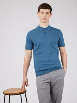 Baird Short-Sleeve Signature Knit Polo - Wedgewood Blue Iconic Mod Knit Polos 14 Baird Short-Sleeve Signature Knit Polo - Wedgewood Blue Iconic Mod Knit Polos