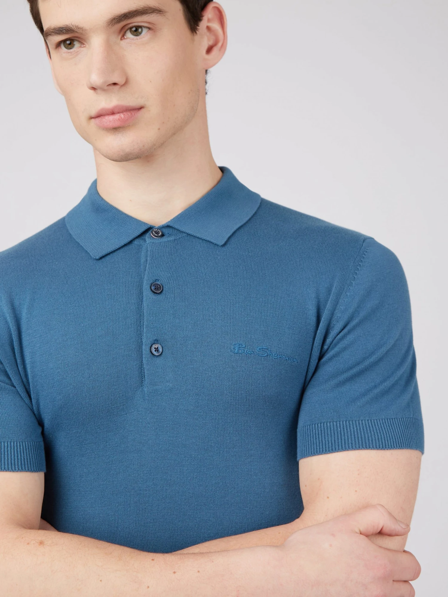 Baird Short-Sleeve Signature Knit Polo - Wedgewood Blue Iconic Mod Knit Polos 6 Baird Short-Sleeve Signature Knit Polo - Wedgewood Blue Iconic Mod Knit Polos