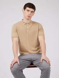 Baird Short-Sleeve Signature Knit Polo - Sand