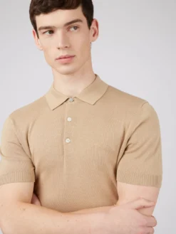 Baird Short-Sleeve Signature Knit Polo - Sand