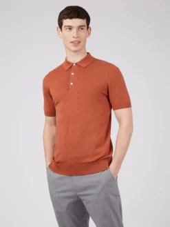 Baird Short-Sleeve Signature Knit Polo - Light Brick