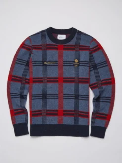 Baird Team GB Men's House Check Crew Neck Sweater - Navy Team GB Shop