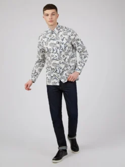 Baird Spring | Summer 2022 Large Paisley Print Long-Sleeve Shirt - Snow White