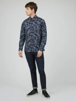 Baird Large Paisley Print Long-Sleeve Shirt - Marine