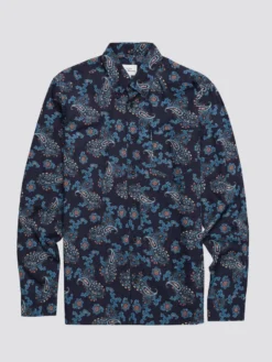 Baird Large Paisley Print Long-Sleeve Shirt - Marine