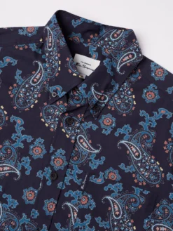 Baird Large Paisley Print Long-Sleeve Shirt - Marine