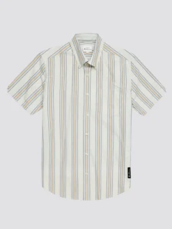 Baird Short-Sleeve Shirts Ivy Oxford Stripe Short-Sleeve Shirt - Eggshell