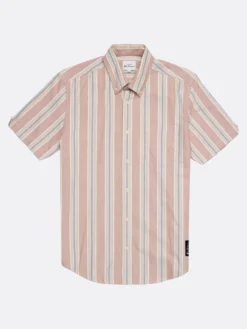 Baird Ivy Oxford Stripe Short-Sleeve Shirt - Dark Pink