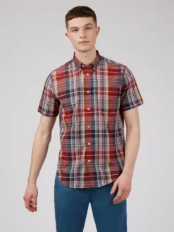 Baird Large Madras Check Short-Sleeve Shirt - Red Short-Sleeve Shirts