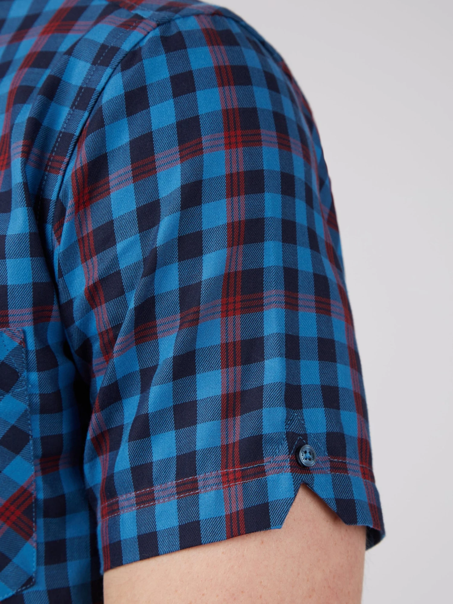 Baird Gingham Overcheck Short-Sleeve Shirt - Bright Blue 5 Baird Gingham Overcheck Short-Sleeve Shirt - Bright Blue