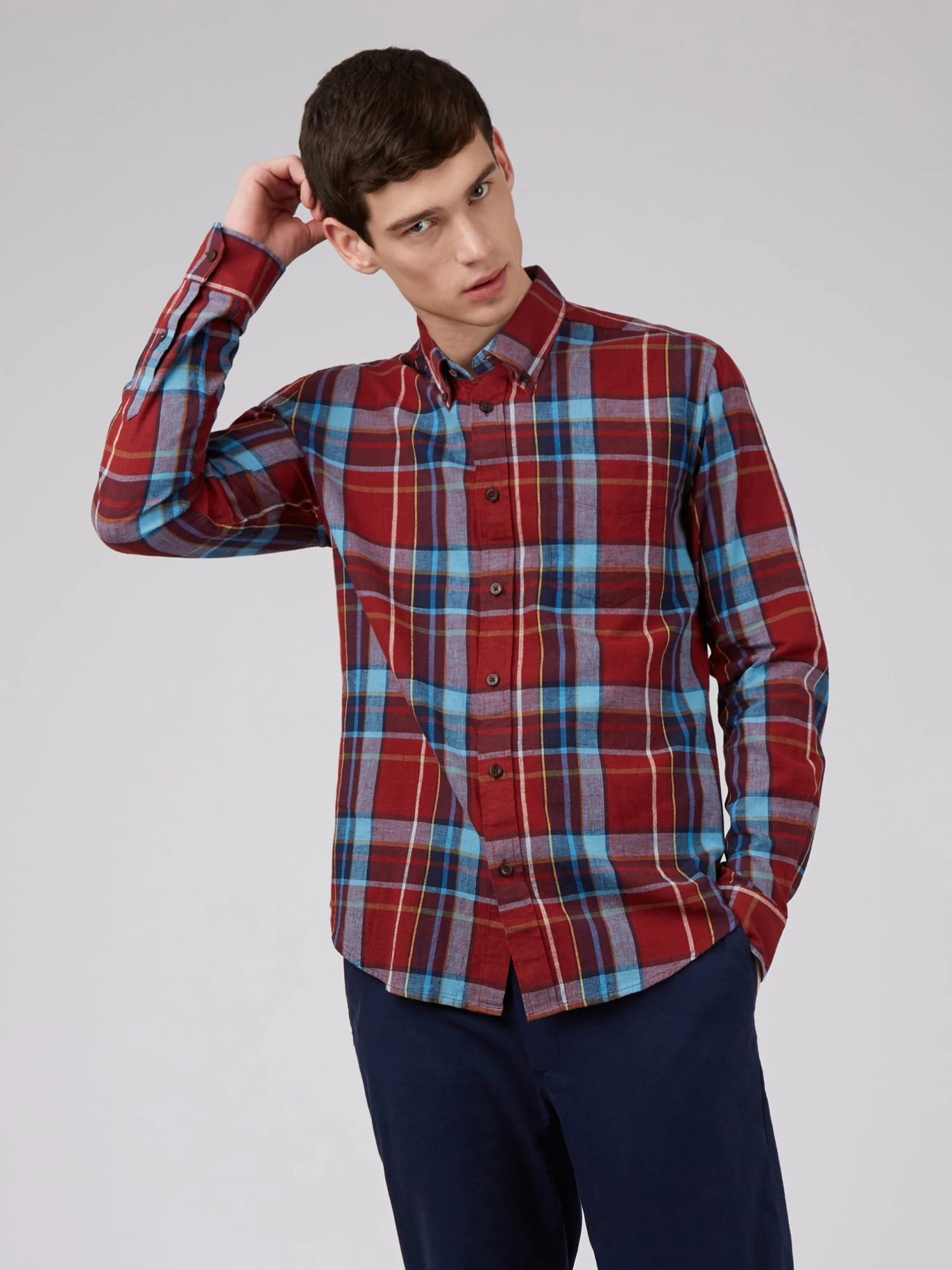 Baird Long-Sleeve Shirts Madras Check Linen Blend Long-Sleeve Shirt 3 Baird Long-Sleeve Shirts Madras Check Linen Blend Long-Sleeve Shirt