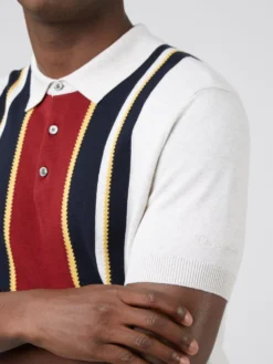 Baird Iconic Vertical Textured Stripe Mod Polo - Ivory