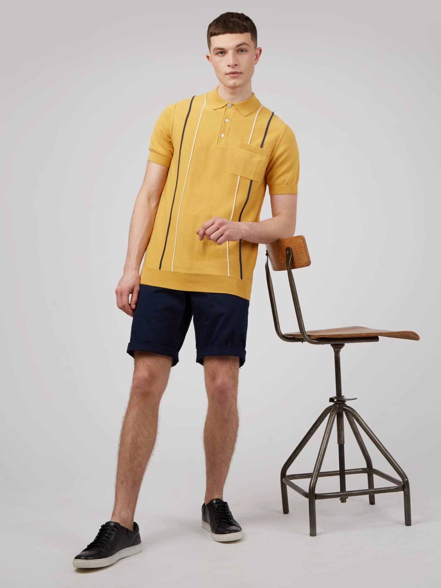 Baird Iconic Mod Knit Polos Minimal Mod Striped Polo - Butterscotch 6 Baird Iconic Mod Knit Polos Minimal Mod Striped Polo - Butterscotch