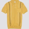 Baird Iconic Mod Knit Polos Minimal Mod Striped Polo - Butterscotch