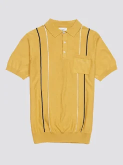 Baird Iconic Mod Knit Polos Minimal Mod Striped Polo - Butterscotch