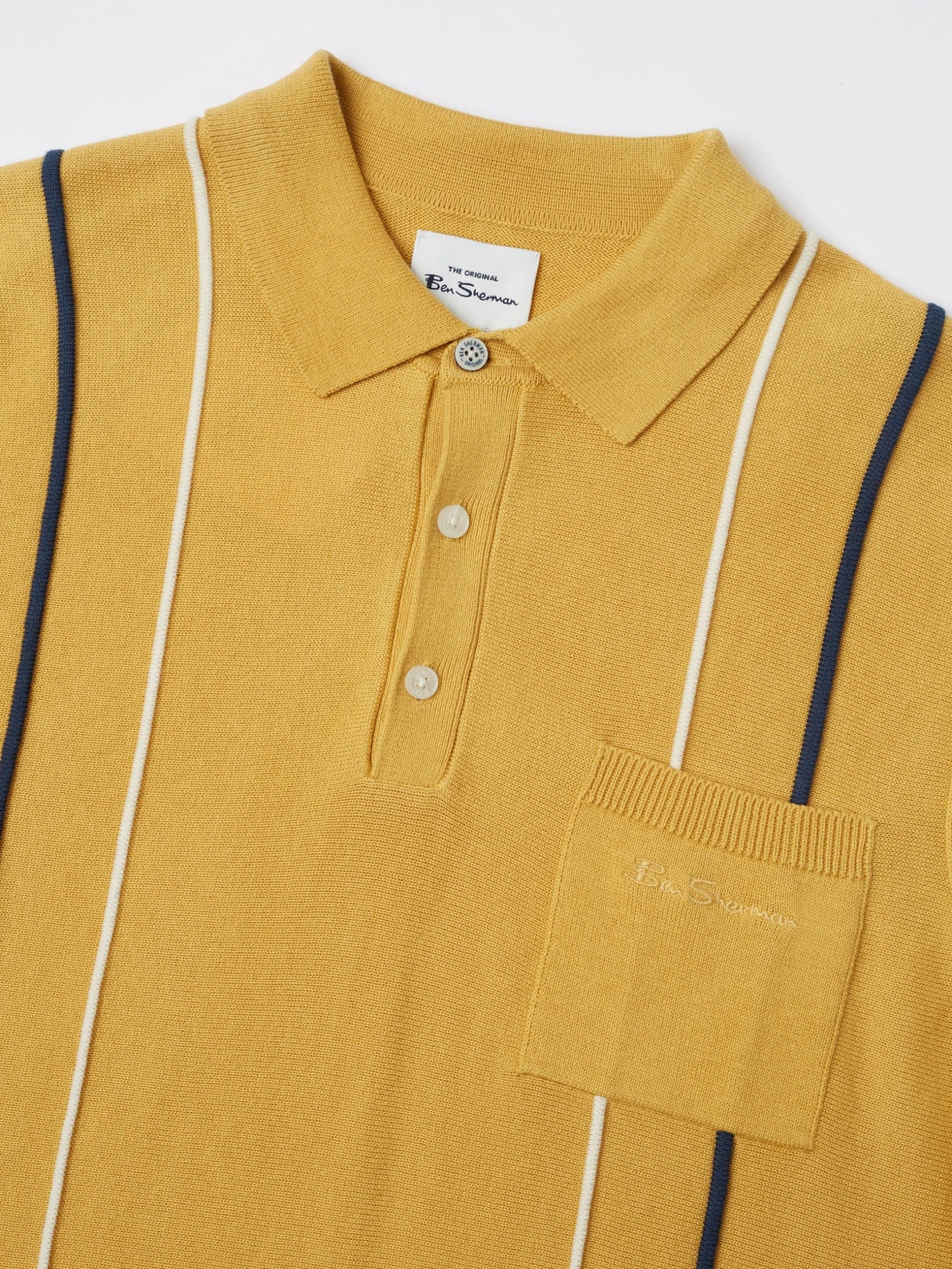 Baird Iconic Mod Knit Polos Minimal Mod Striped Polo - Butterscotch 7 Baird Iconic Mod Knit Polos Minimal Mod Striped Polo - Butterscotch
