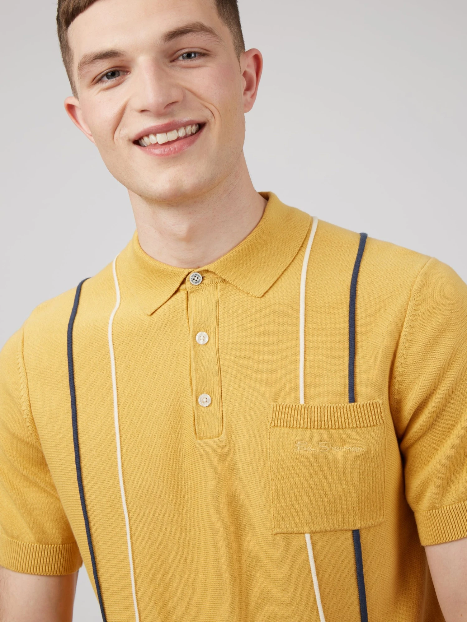 Baird Iconic Mod Knit Polos Minimal Mod Striped Polo - Butterscotch 8 Baird Iconic Mod Knit Polos Minimal Mod Striped Polo - Butterscotch