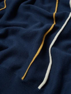 Baird Iconic Mod Knit Polos Minimal Mod Striped Polo - Blue Denim