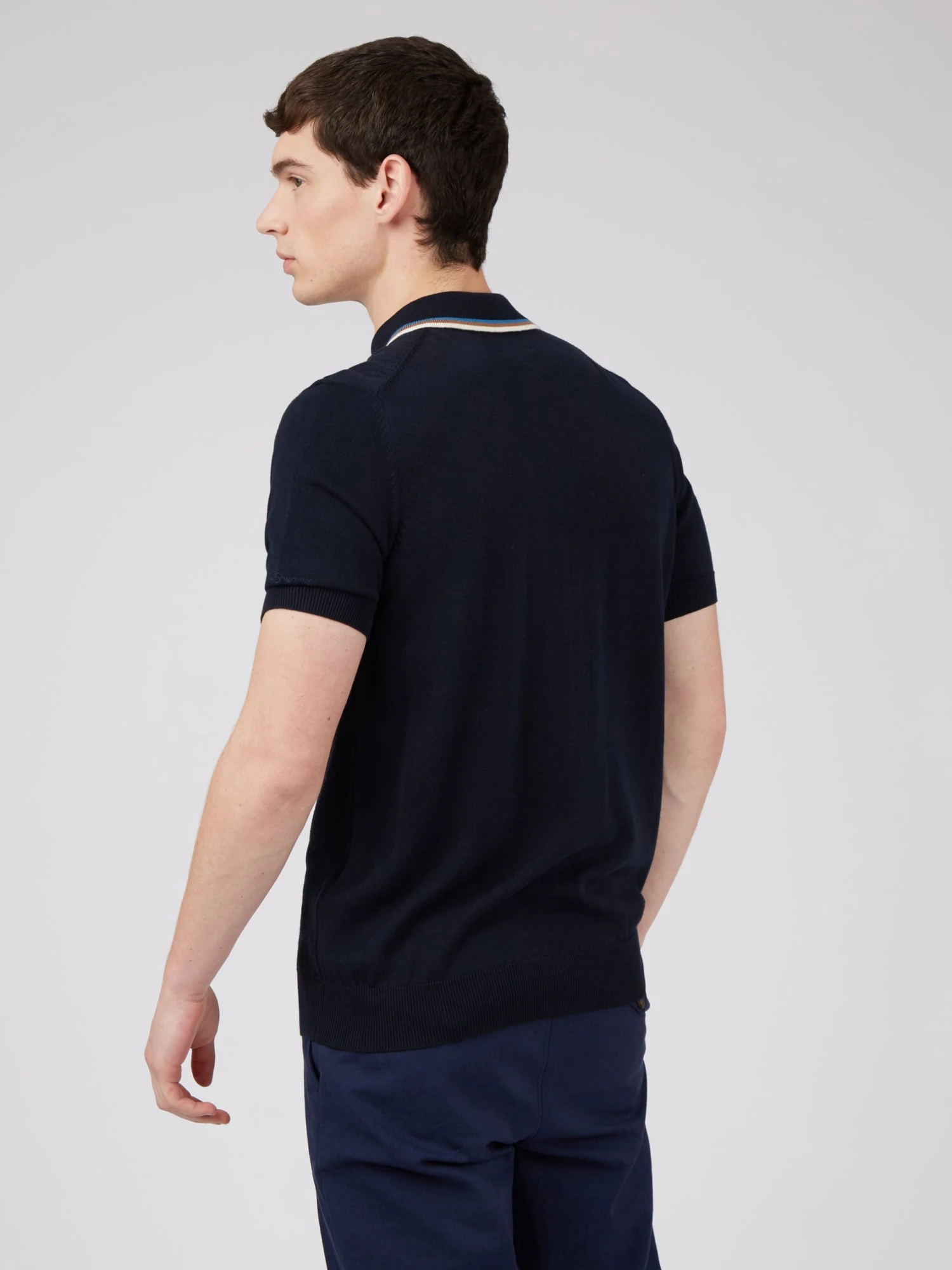 Baird Textured Lightweight Knit Polo - Dark Navy 5 Baird Textured Lightweight Knit Polo - Dark Navy
