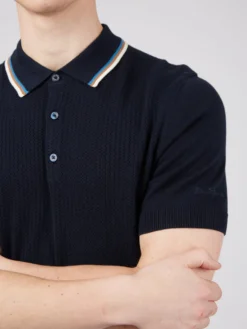Baird Textured Lightweight Knit Polo - Dark Navy 12 Baird Textured Lightweight Knit Polo - Dark Navy