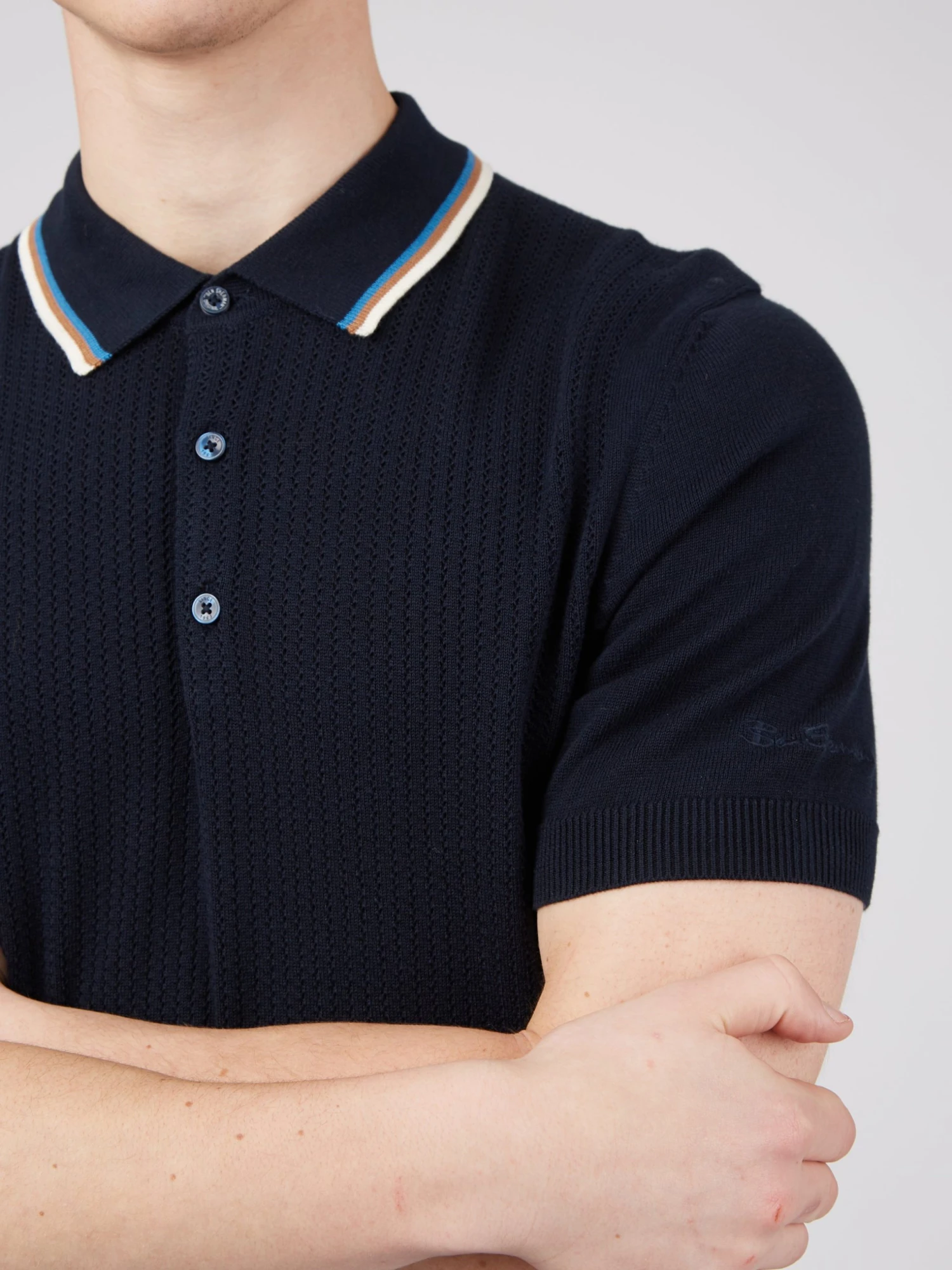 Baird Textured Lightweight Knit Polo - Dark Navy 6 Baird Textured Lightweight Knit Polo - Dark Navy