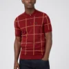 Baird B By Ben Sherman Jacquard Check Knit Polo - Claret