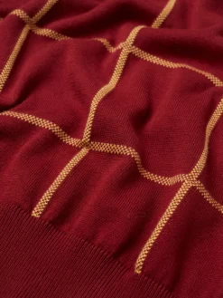 Baird B By Ben Sherman Jacquard Check Knit Polo - Claret