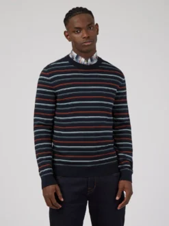 Baird Fine Stripe Long-Sleeve Crew Neck - Dark Navy Spring | Summer 2022