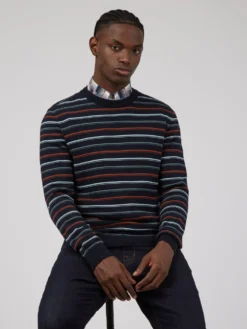 Baird Fine Stripe Long-Sleeve Crew Neck - Dark Navy Spring | Summer 2022