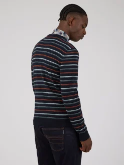 Baird Fine Stripe Long-Sleeve Crew Neck - Dark Navy Spring | Summer 2022