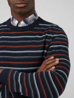 Baird Fine Stripe Long-Sleeve Crew Neck - Dark Navy Spring | Summer 2022