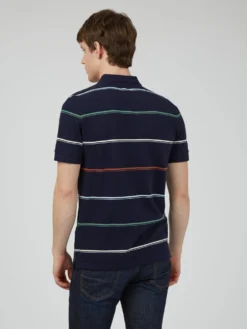 Baird Iconic Mod Knit Polos Fine Stripe Knit Polo - Marine