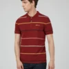 Baird Fine Stripe Knit Polo - Claret Iconic Mod Knit Polos