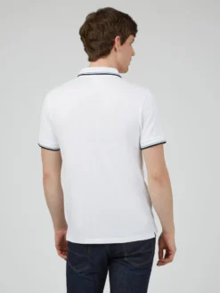 Baird Jazz Cat Embroidered Polo - White