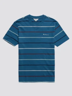 Baird T-Shirts Fine Stripe Tee - Wedgewood Blue