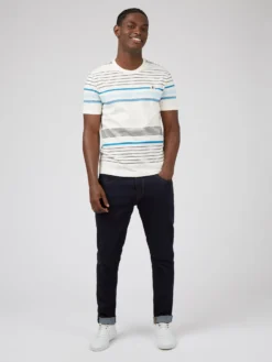 Baird B By Ben Sherman Engineered Stripe Tee - Snow White