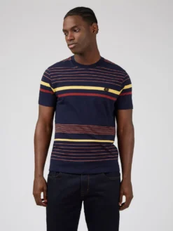 Baird T-Shirts B By Ben Sherman Engineered Stripe Tee - Marine