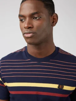 Baird T-Shirts B By Ben Sherman Engineered Stripe Tee - Marine