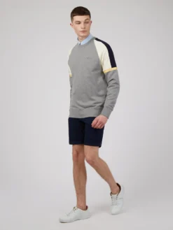 Baird Color Block Crewneck Sweatshirt - Steel Loungewear